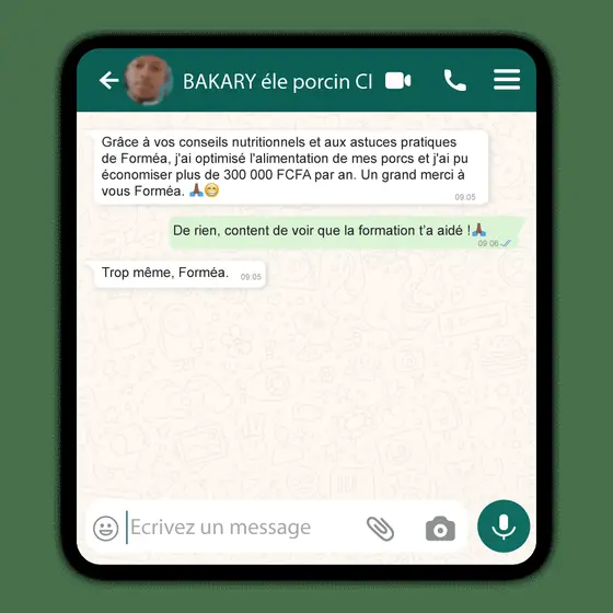 Messages reçus sur WhatsApp — Bakary · Côte d’Ivoire