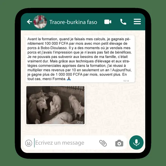Messages reçus sur WhatsApp — Traoré · Burkina Faso